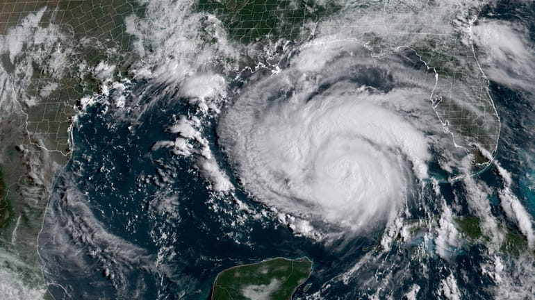 A satellite image of Hurricane Ida on Aug. 28, 2021. 