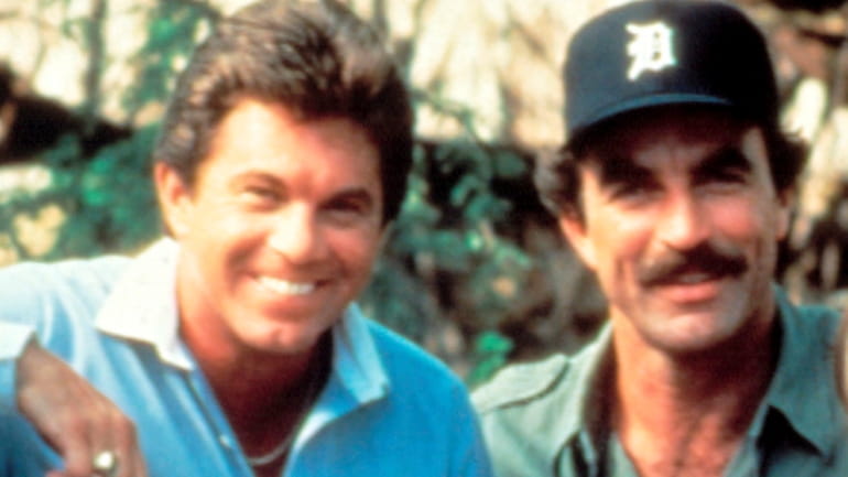 Larry Manetti, left, and Tom Selleck, co-stars on TV's original "Magnum, P.I."...