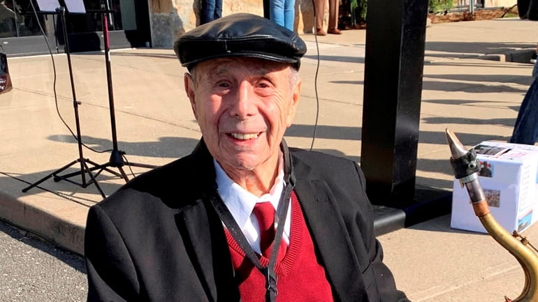 Saxophonist Pat DeRosa, 100, of Montauk will play at East Patchogue...
