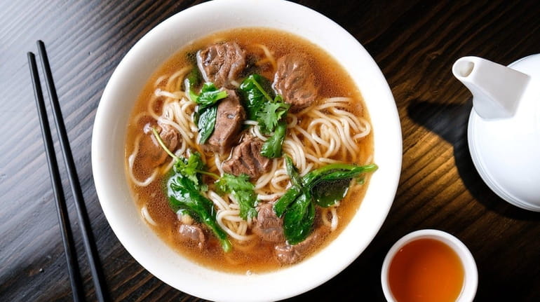 Beef noodle soup served at Spicy Home Tasty in Commack.