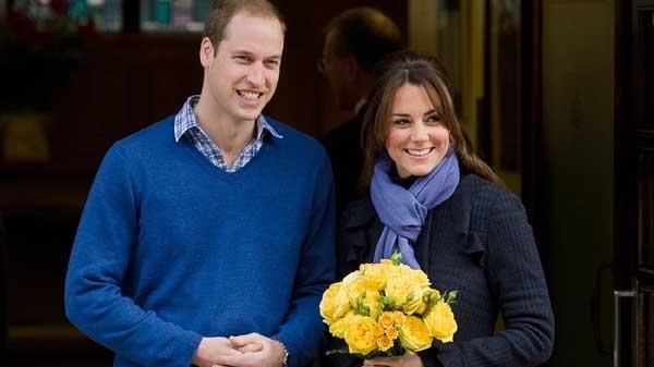 Prince William and Kate Middleton as they leave the hospital...