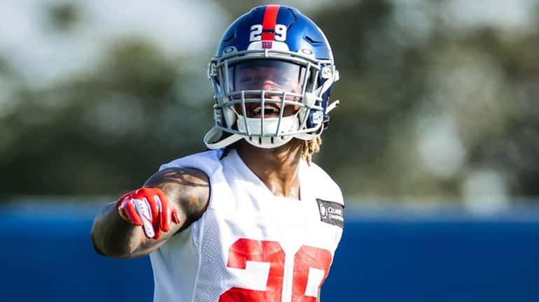 Giants safety Xavier McKinney participates in training camp on Aug. 9.