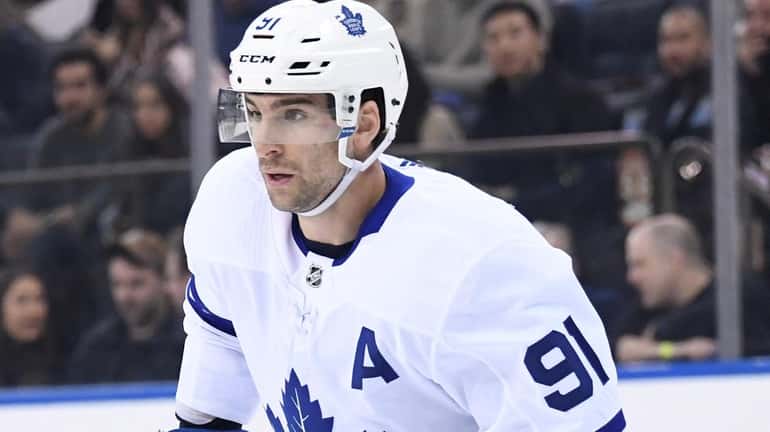 Toronto Maple Leafs center John Tavares skates against the New...