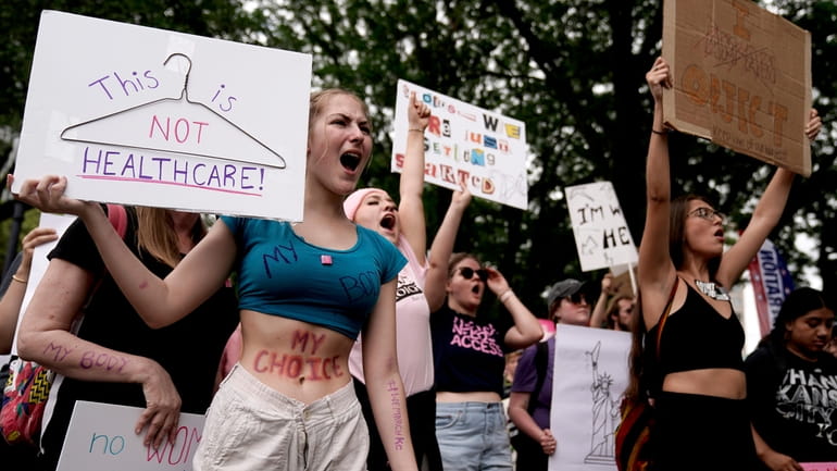 People rally in support of abortion rights, July 2, 2022,...