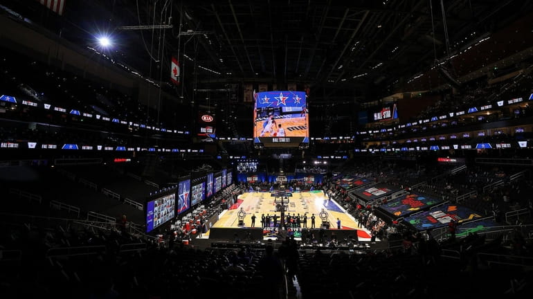 A general view of State Farm Arena prior to the...