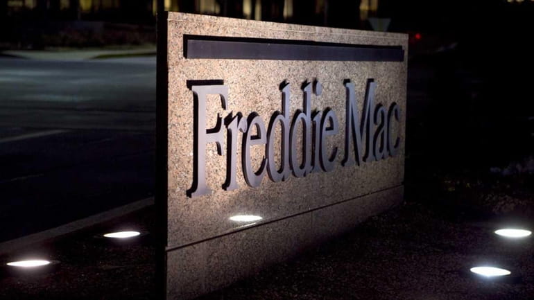A Freddie Mac sign stands outside the headquarters in McLean,...