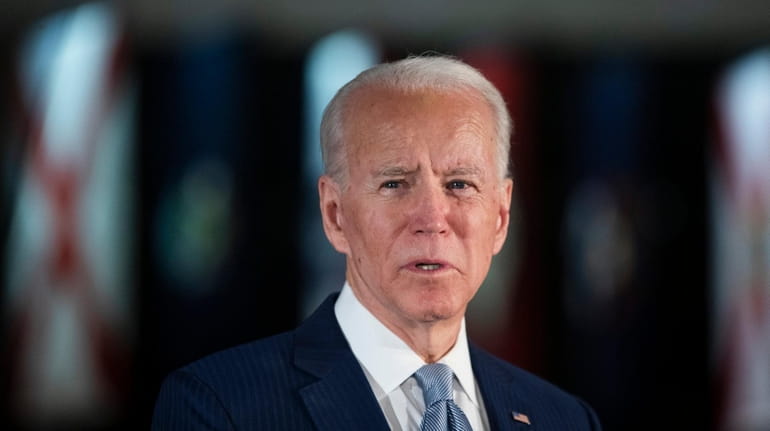 Democratic presidential candidate former Vice President Joe Biden speaks to...