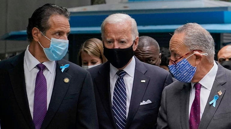 This photo from Friday, Sept. 11, 2020 shows President Joe Biden,...