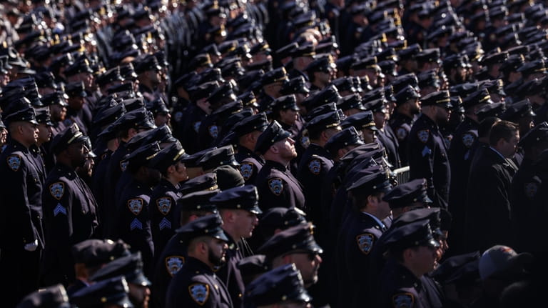 Police officers at the funeral of NYPD police officer Jonathan...