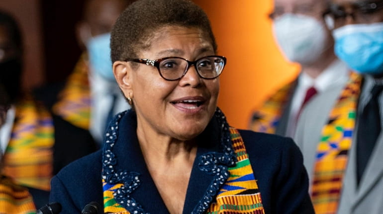 Rep. Karen Bass, chair of the Democratic Black Caucus, seen on June...