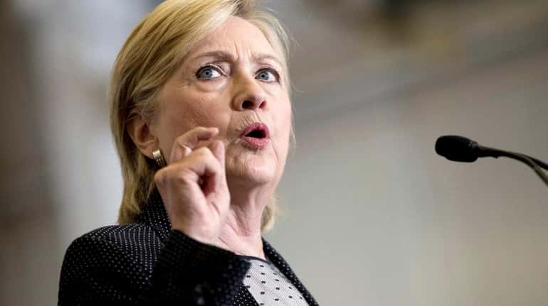 Democratic presidential candidate Hillary Clinton speaks in Warren, Mich., Aug....