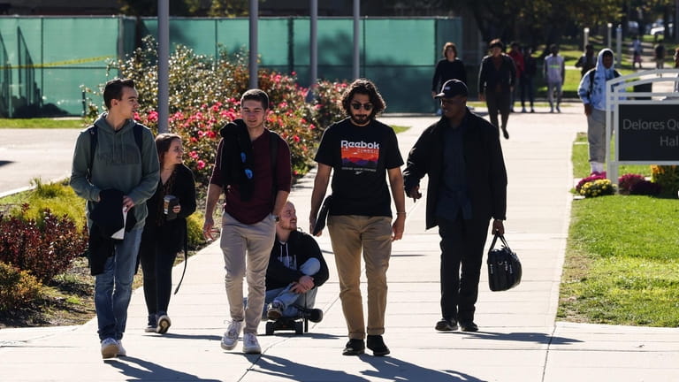 Students on the Farmingdale State College campus in November.