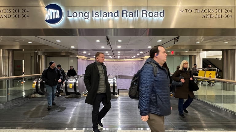 Morning commuters arrive at the new LIRR Grand Central Madison...