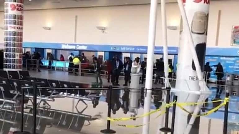 Kennedy Airport announced that a terminal had been shut down...