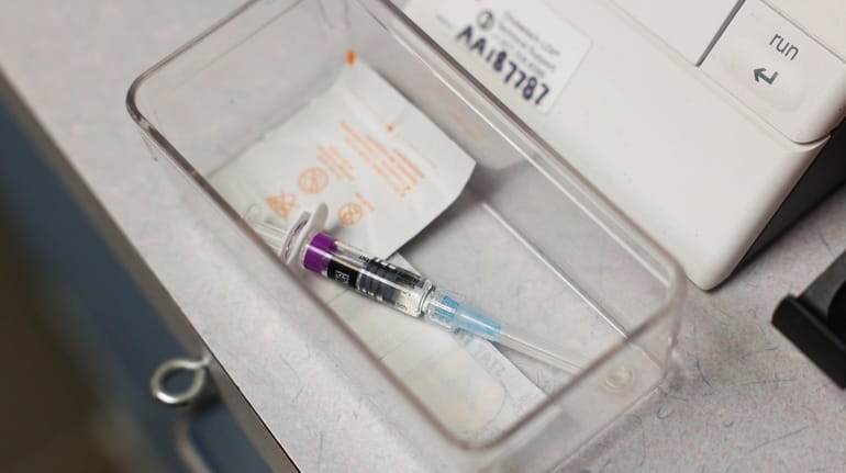 A prepared flu shot at Huntington Village Pediatrics last year.