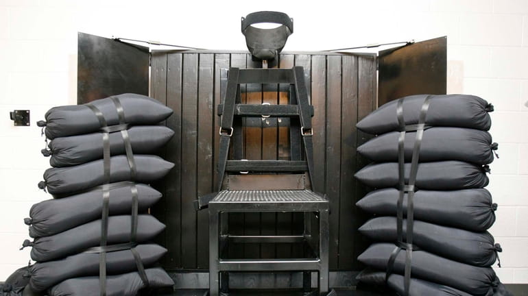 A chair sits in the execution chamber at the Utah...