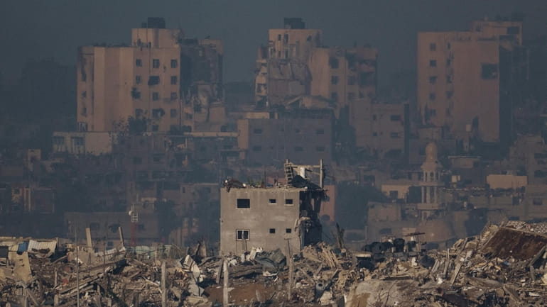 Destroyed buildings are seen in the Gaza Strip, as seen...