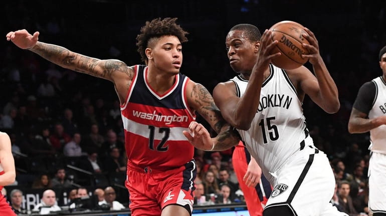 Brooklyn Nets guard Isaiah Whitehead drives against Washington Wizards forward...