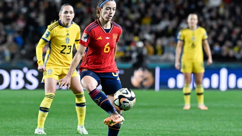 Spain's Aitana Bonmati passes the ball during the Women's World...