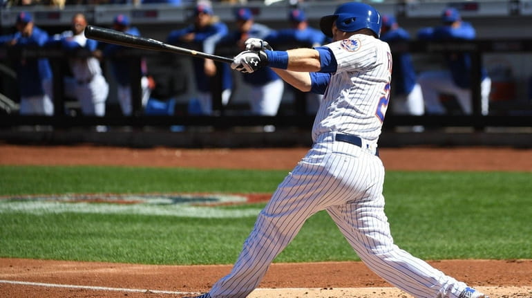 Mets third baseman Todd Frazier hits a two-run double against...