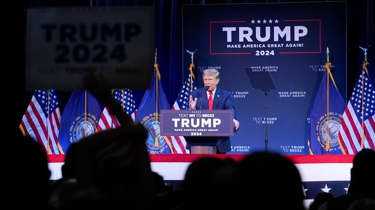 Republican presidential candidate former President Donald Trump speaking during a...