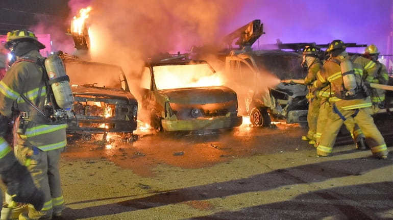 Five Optimum trucks were destroyed in a fire while parked...