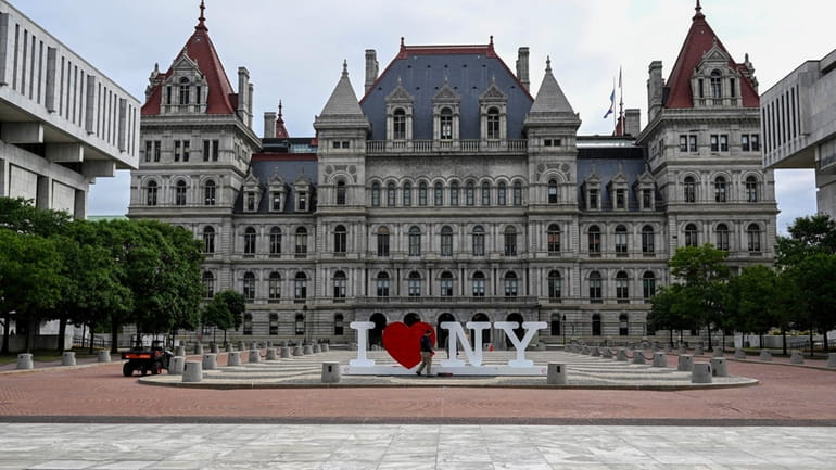 The New York state Capitol is seen in Albany, N.Y.,...
