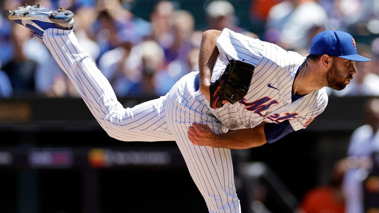 David Peterson of the Mets pitches during the first inning against Atlanta...