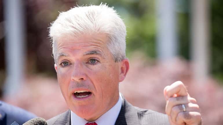 Suffolk County Executive Steve Bellone speaks at a news conference...