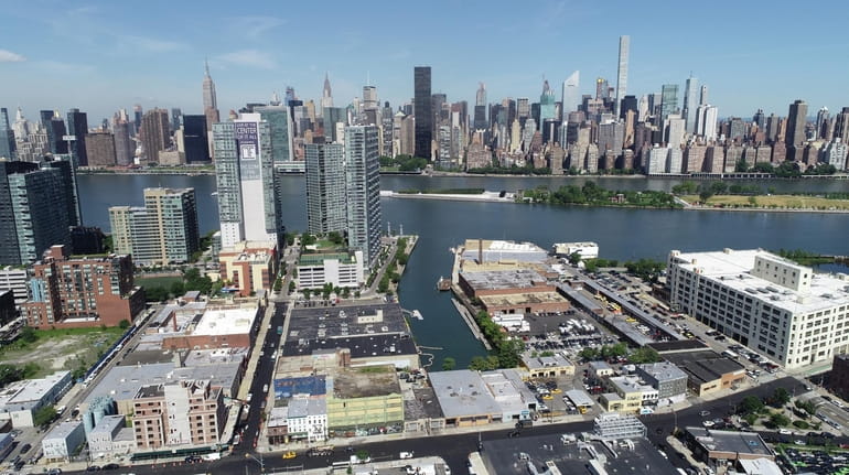 An aerial view of the Long Island City site, seen...