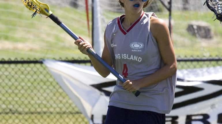Long Island's Cortney Fortunato moves the ball up field during...