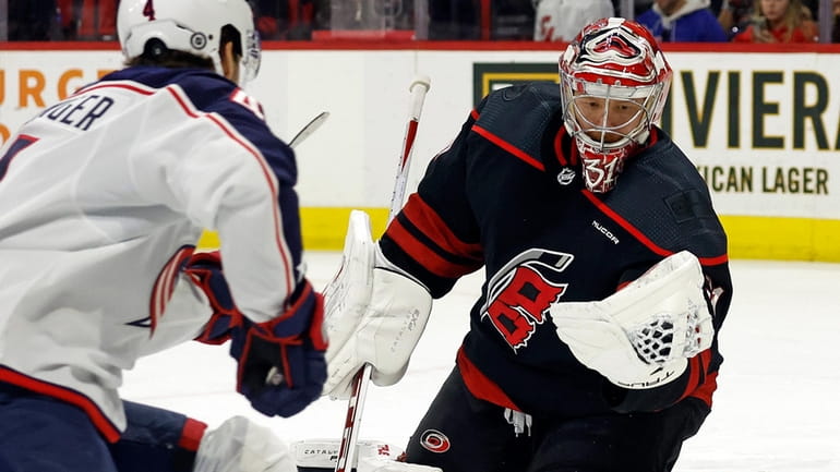 Frederik Andersen makes 23 saves as Hurricanes shut out Blue Jackets 3 ...