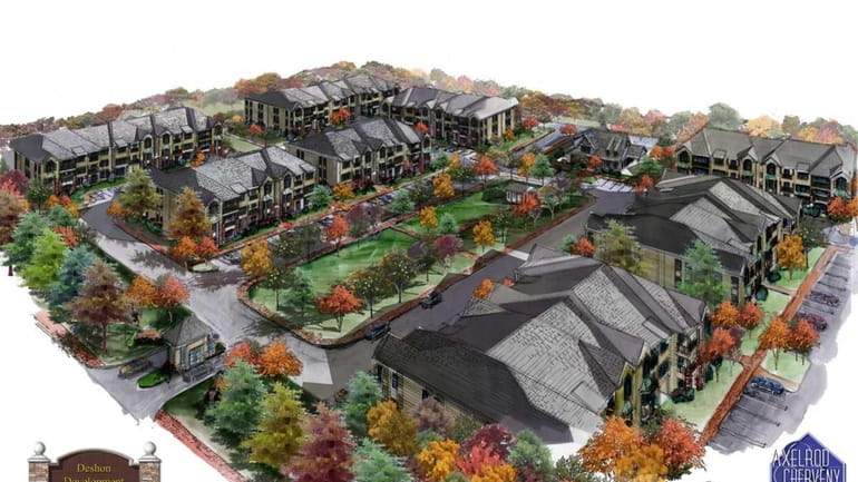Deshon Drive aerial rendering of the Patterson Building--affordable senior housing...