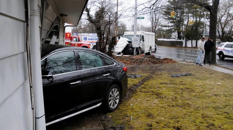 A car involved in a crash slammed into a house...
