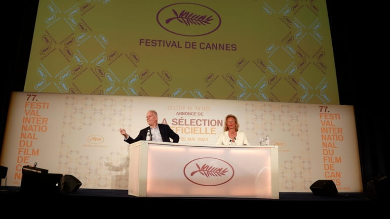 Cannes film festival president Iris Knobloch, right, and Cannes film...