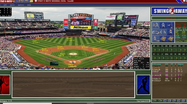 A screenshot from Strat-O-Matic's simulation of the Mets' 2020 Opening...