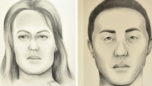 Sketches released Tuesday by Suffolk police show renderings of victims...