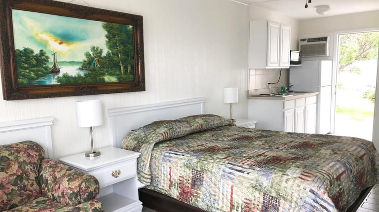 A guestroom at the Southold Beach Motel.