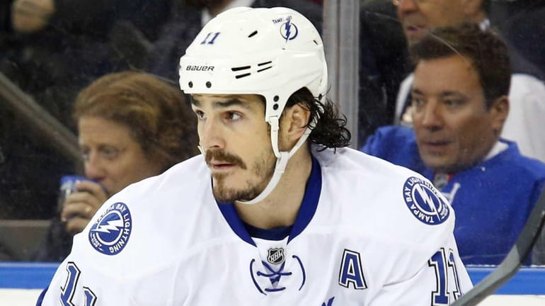Brian Boyle #11 of the Tampa Bay Lightning skates in...