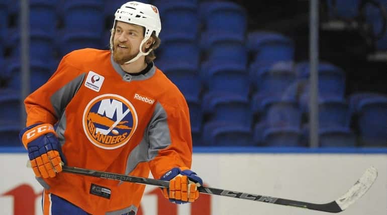 New York Islanders' Michael Grabner skates during a morning team...