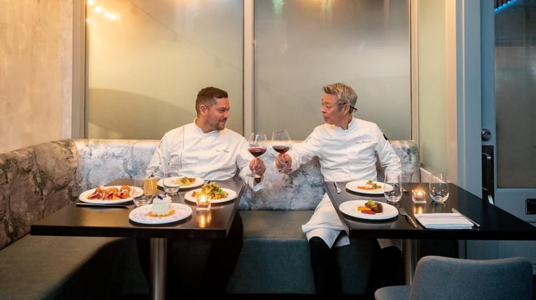 Chefs Tomo Kobayashi and Cesar Aguilar at Restaurant X in...