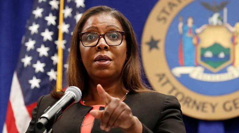 New York State Attorney General Letitia James takes a question...