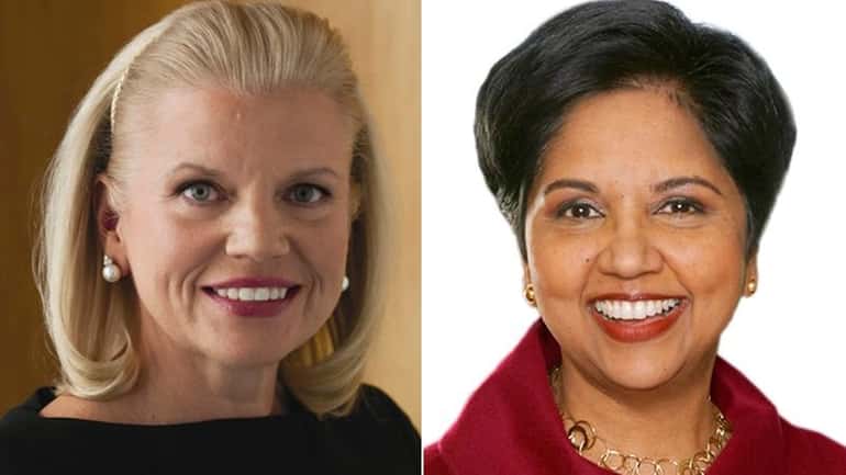 IBM chief executive Ginni Rometty, left, and PepsiCo.'s chairwoman and...