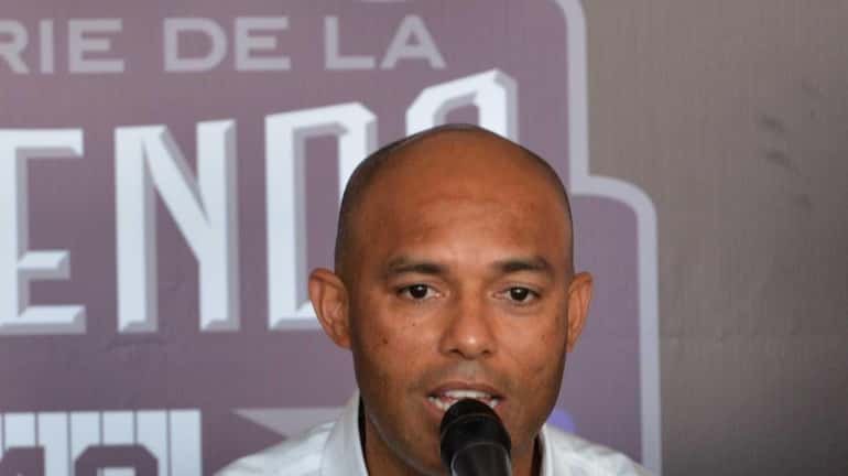 Mariano Rivera speaks during a press conference in Panama City,...