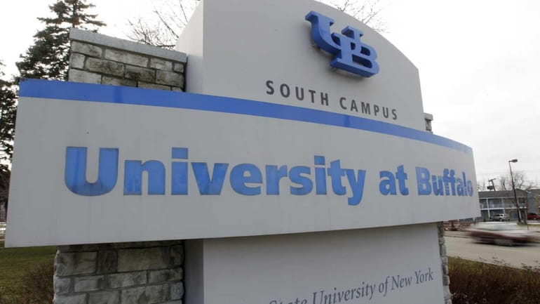 A University at Buffalo sign on the school's campus in...