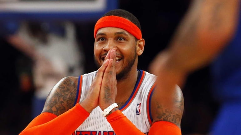 Carmelo Anthony after hitting a three point shot. (Jan. 17,...