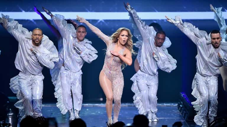 Jennifer Lopez performs during the It's My Party Tour at...