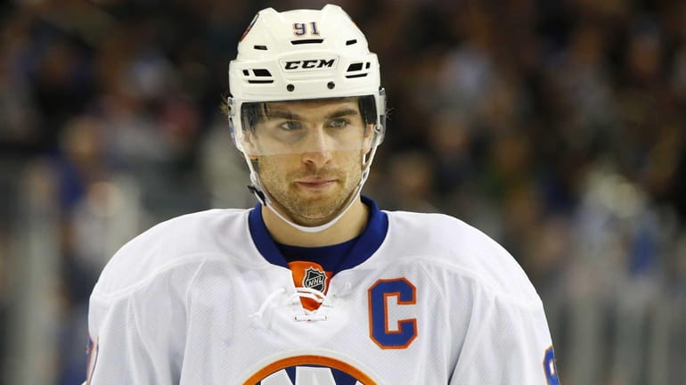 John Tavares looks on during a game against the Rangers...