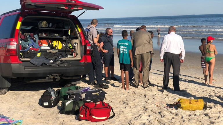 First responders search for a boy who disappeared while swimming...