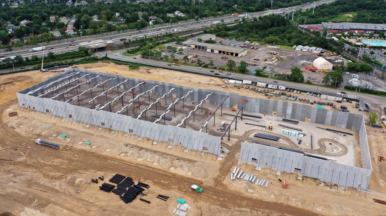 An Amazon last-mile warehouse is being erected on the former...